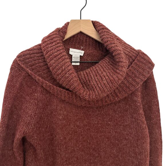 Soft Surroundings Maroon Acrylic, Wool & Mohair Blend Cowl Neck Sweater – Size M - Picture 5 of 6